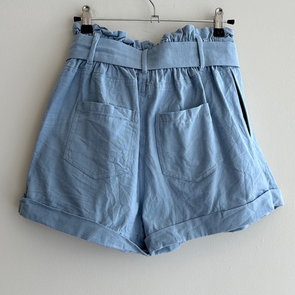 Good Luck Gem Paperbag High Waist Belted Shorts, Dusty Blue, Size Medium - Picture 12 of 16